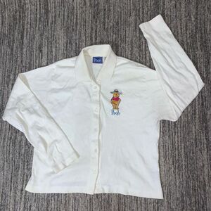 Winnie the Pooh Womens Size XL Embroidered Button Front Shirt White Long‎ Sleeve